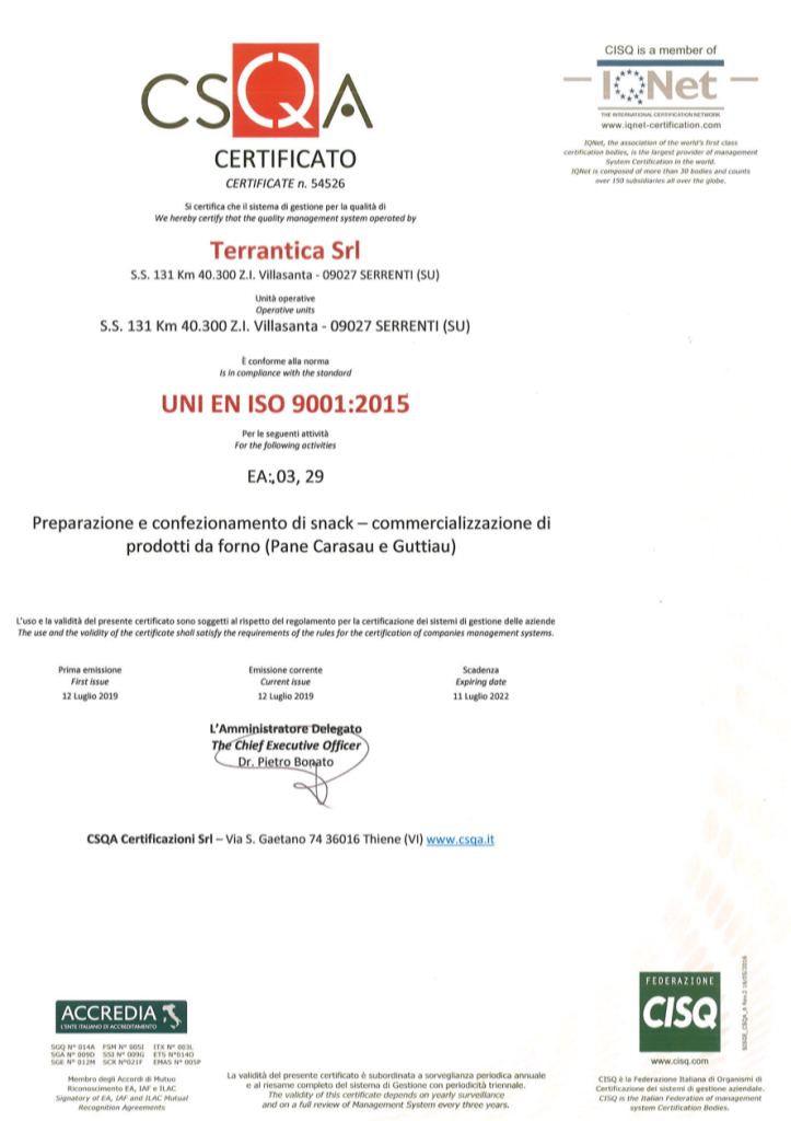 Qualità certificata: un grande risultato per la nostra Azienda 2 Terrantica certICSQA